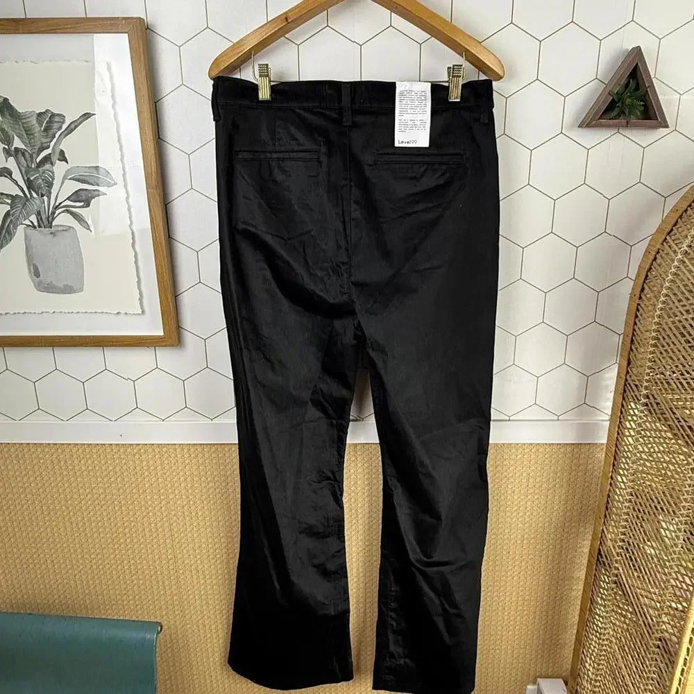 LEVEL 99 Percy Black Velvet Wide Leg Flare Trouser Pant - Size - 32 - NWT